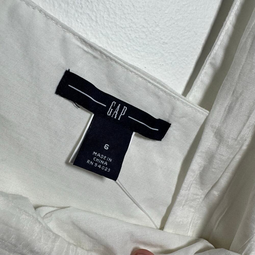 GAP White Empire Waist Dress Y2K 6 Sleeveless Summer‎ Sundress Romantic Boho - Picture 7 of 11